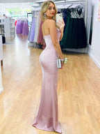 Satin Meerjungfrau One-Shoulder Lila Langes Ballkleid