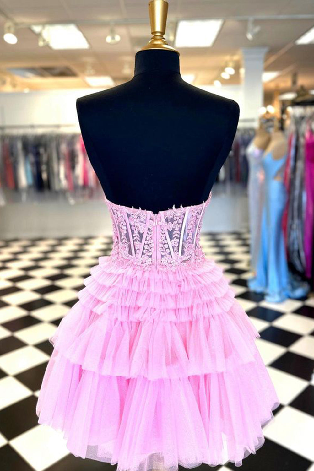 Ivy| A-Linie Sweetheart Homecoming-Kleid mit Rüschen