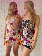 Vestido de Regresso a Casa com Alças Finas e Flor 3D