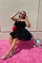 A-Line Strapless Ruffled Short Homecoming Dress
