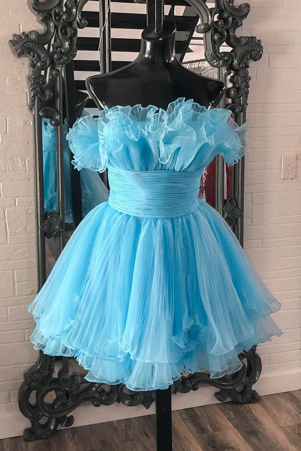 A-Line Strapless Ruffled Short Homecoming Dress