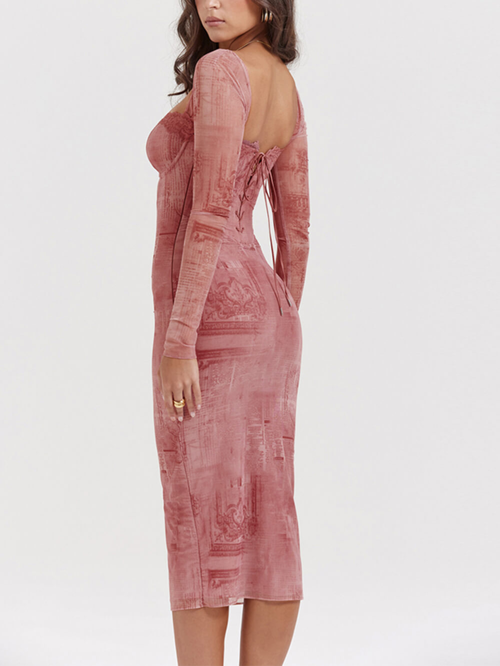Robe corset imprimée rose