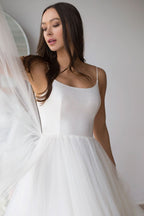 Spaghetti Straps Tulle Long Wedding Dress With Delicate Details
