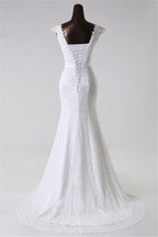 Vintage Mermaid Long Lace Jewel Wedding Dress With Appliques