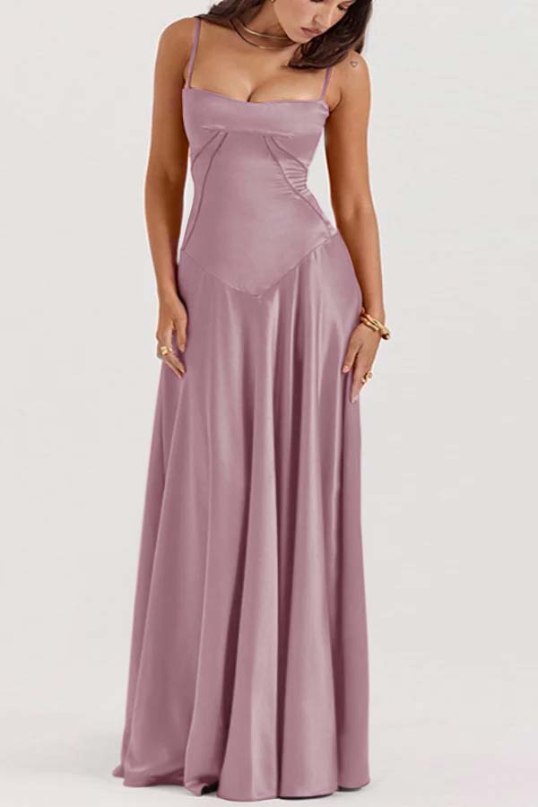 Spaghetti Strap Sleeveless Long Pleated Ruffle Prom Dress