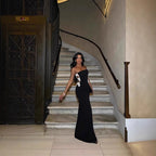 Vestido longo de lantejoulas com fenda alta vestido de baile