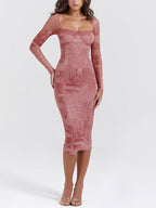 Robe corset imprimée rose