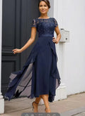 Vestido de chiffon azul renda tibetano
