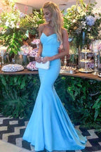 Robe de soirée longue en satin bleu sirène Élégante robe de cérémonie Y703
