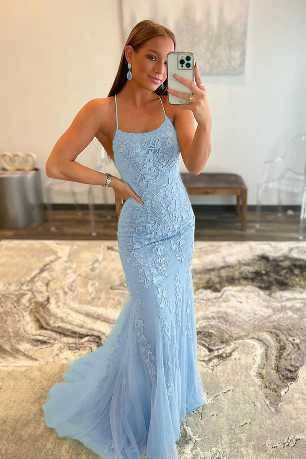 Roycebridal Lucille | Meerjungfrau-Ballkleid mit Spaghettiträgern und Spitze