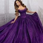 Starsync Maßgeschneidertes Helles Quinceañera-Kleid Luxuriöse Perlenfunkelnde Perlen Trägerloser Schal Rock Abnehmbare Schleifenärmel Kleider
