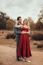 Träger Sweetheart Burgundy Ballkleid Ärmel Online