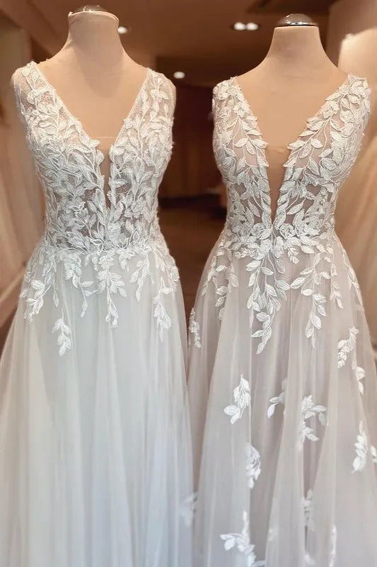 Open Back Ruffles A Line Sweetheart Wedding Dress With Lace Appliques