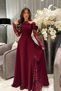 White Off The Shoulder Prom Dress With Appliques And Long Sleeves
