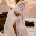 White lace short-sleeved maternity dress maternity v-neck maternity evening dress