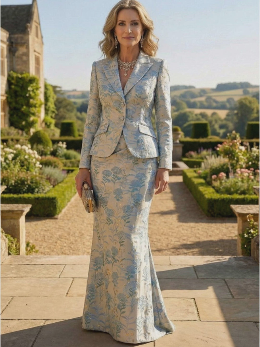 Two-Piece Mermaid Long Sleeve Floor-Length Mother of the Bride Dresses with Blazer Jacket (SHIA22500213)