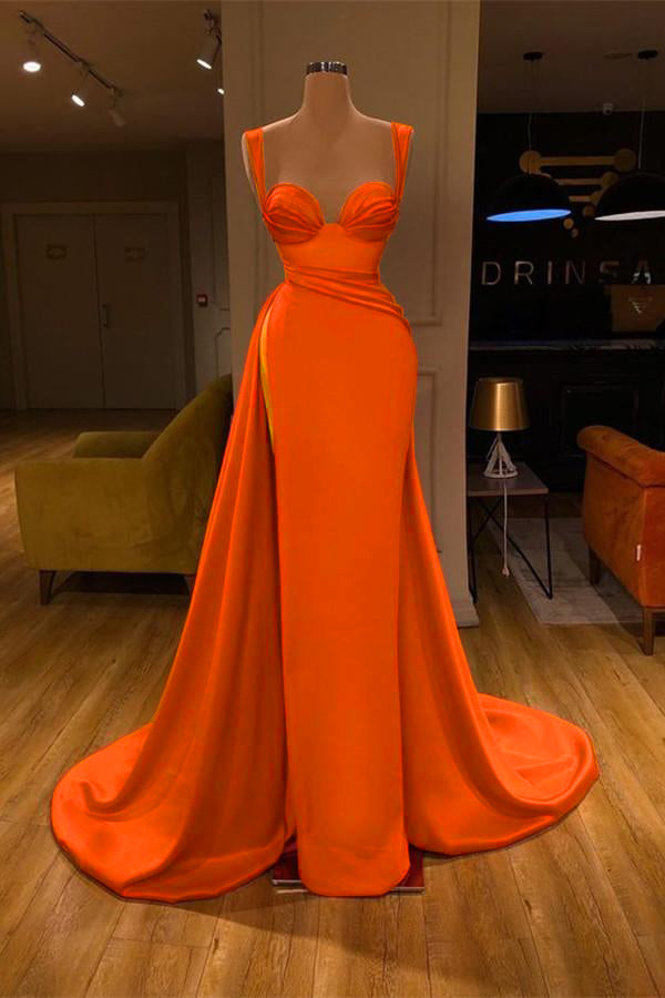 Robes de bal longues en satin, coupe sirène, décolleté cœur, fente haute, magnifiques