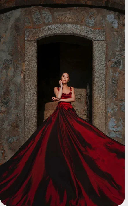 Merveilleuse robe longue rouge de bal sans manches robe de soirée Y308