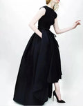 Vestido de fiesta negro seductor vestido encantador bonito vestido sencillo de noche vestido formal de fiesta con cuello redondo S19670