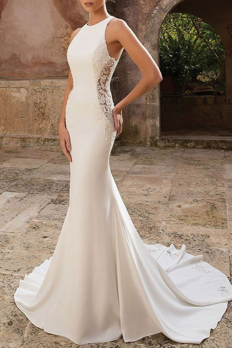Sleeveless Mermaid Wedding Dress With Regal Fit And Flare