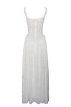 Vestido Maxi Ulissa Verde Claro com Decote Quadrado, Textura Jacquard e Fenda Alta