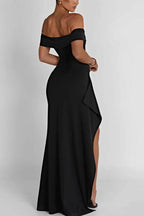 Robe longue sexy à épaule dénudée avec fente haute