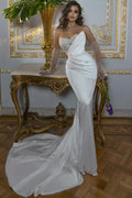 Sweetheart Mermaid Wedding Dress With Beads Rhinestones Satin Backless Strapless