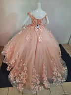 Vestido Pêssego Doce 15 16 Vestido Ombros Descobertos Princesa Com Cordões Vestido de Baile Y2686