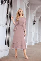 Vestido de fiesta formal de dos piezas en línea A para madre de la novia Numbersea 28072