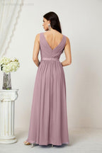 Abiti lunghi da damigella in chiffon da donna, linea a, senza maniche, abito formale da ballo per serata, abiti per festa di ritorno a casa 2808