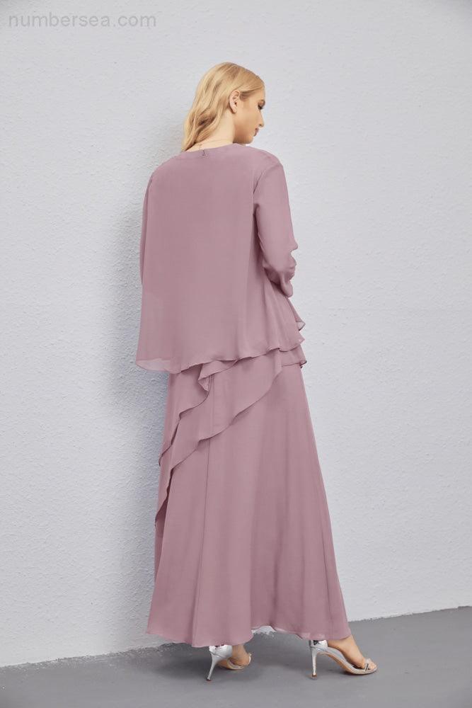 Abito da Sposa Madre con Cardigan Leggero Aperto Davanti Abito da Cerimonia Elegante 28081