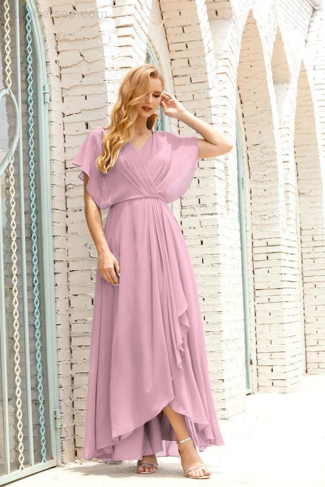 Mother of The Bride Dresses Plus Size V-Neck Floor Length Formal Prom Dress for Wedding Guest 28020