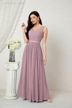 Abiti lunghi da damigella in chiffon da donna, linea a, senza maniche, abito formale da ballo per serata, abiti per festa di ritorno a casa 2808
