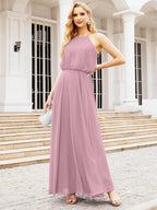 Numbersea Vestidos compridos de dama de honor com alças Vestido formal em linha A para jovens 28029