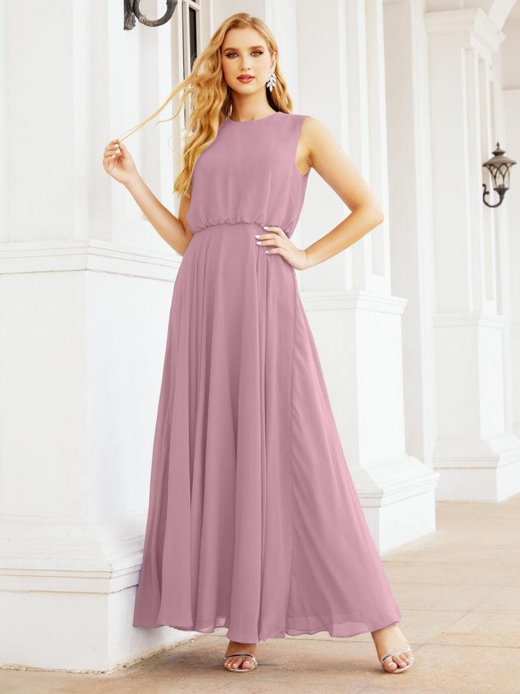 Sleeveless Long Bridesmaid Dress A line Formal Evening Prom Gown 28025