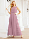 Sleeveless Long Bridesmaid Dress A line Formal Evening Prom Gown 28025