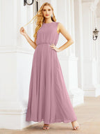 Sleeveless Long Bridesmaid Dress A line Formal Evening Prom Gown 28025