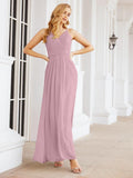Spaghetti Strap Bridesmaid Dresses V-Neck Long A-Line Formal Prom Gowns 28063