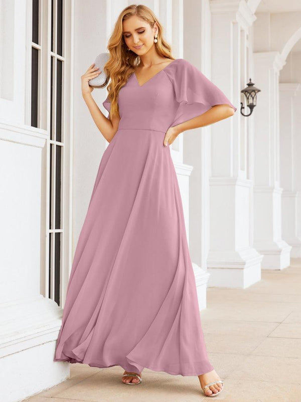 Bridesmaid Dresses for Wedding Formal Evening Party Prom Gown with Cape 28050