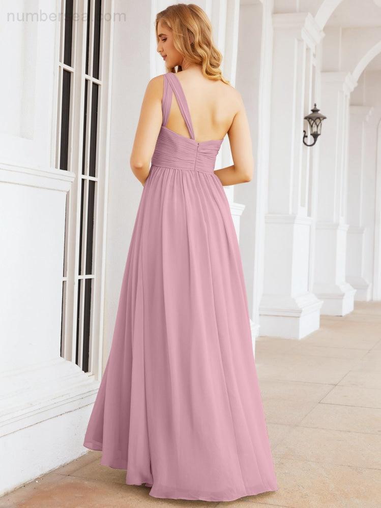 One Shoulder Bridesmaid Dresses Long Maxi Formal Evening Party Prom Gowns 28061