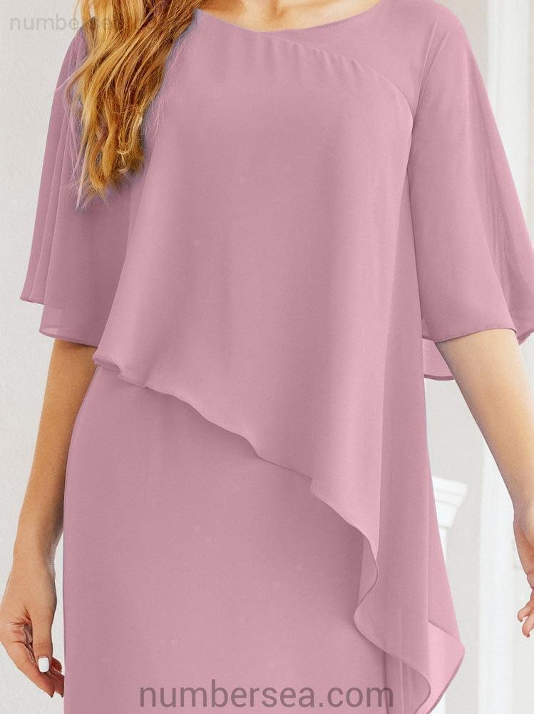 Numbersea Festliches Abendkleid Lang Mutter der Braut Kleid mit Rüschencape 28026