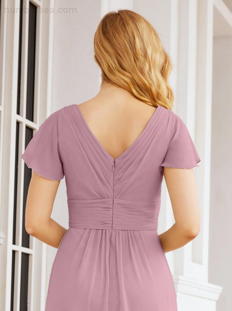 Vestidos de Baile Formais Numbersea para Mãe da Noiva com Mangas de Renda Vestido de Dama de Honra 28047