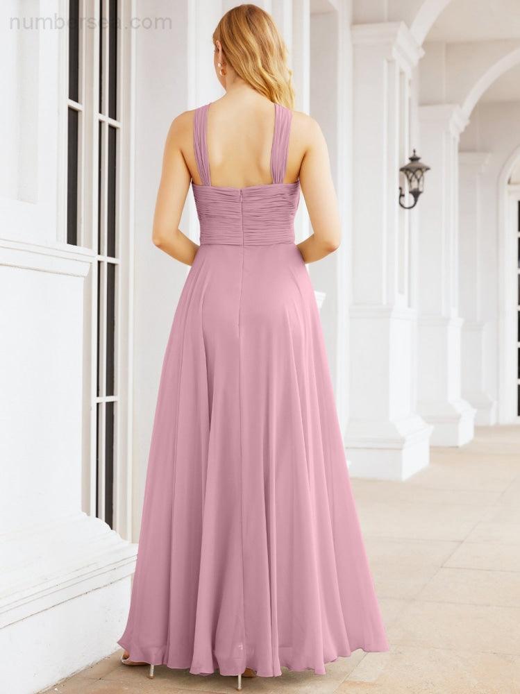 Crisscross Halter Bridesmaid Dresses for Party Wedding Evening Prom Maxi Ball Gowns 28053