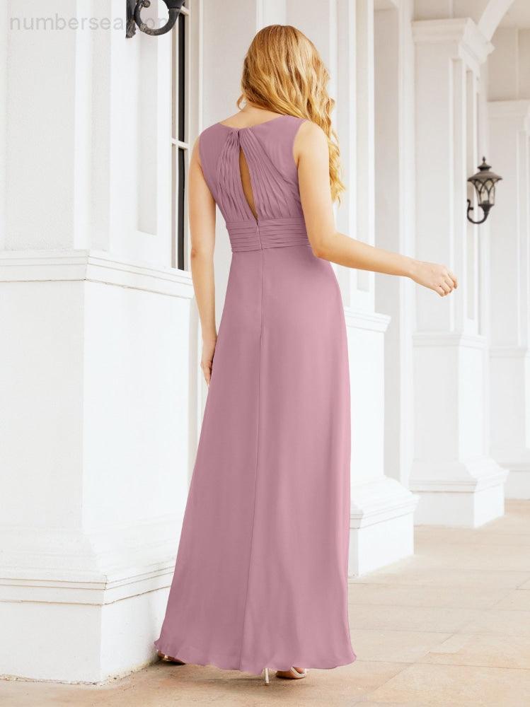 Formelles Ballkleid Elegantes ärmelloses Brautjungfernkleid mit V-Ausschnitt für Hochzeitsfeier 28037