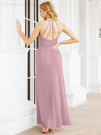 Spaghetti Strap Bridesmaid Dresses V-Neck Long A-Line Formal Prom Gowns 28063