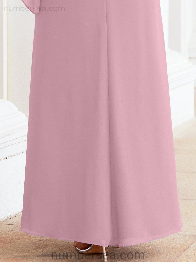 Numbersea Festliches Abendkleid Lang Mutter der Braut Kleid mit Rüschencape 28026