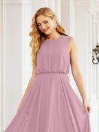 Sleeveless Long Bridesmaid Dress A line Formal Evening Prom Gown 28025