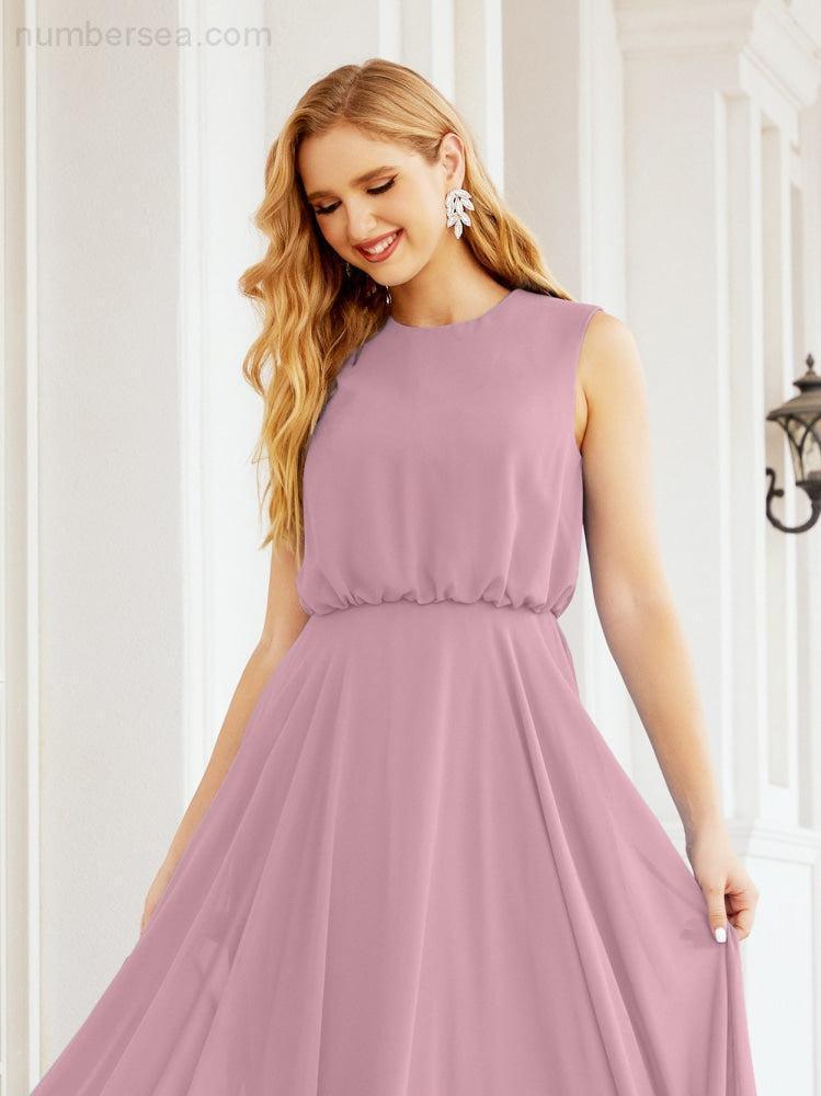 Sleeveless Long Bridesmaid Dress A line Formal Evening Prom Gown 28025