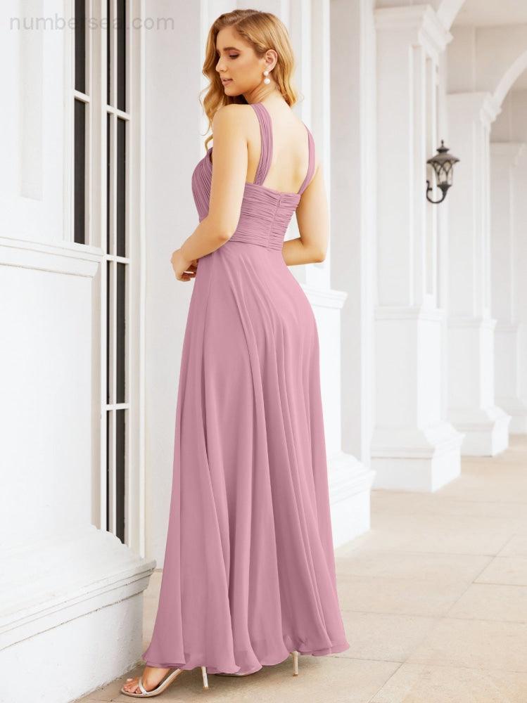 Crisscross Halter Bridesmaid Dresses for Party Wedding Evening Prom Maxi Ball Gowns 28053