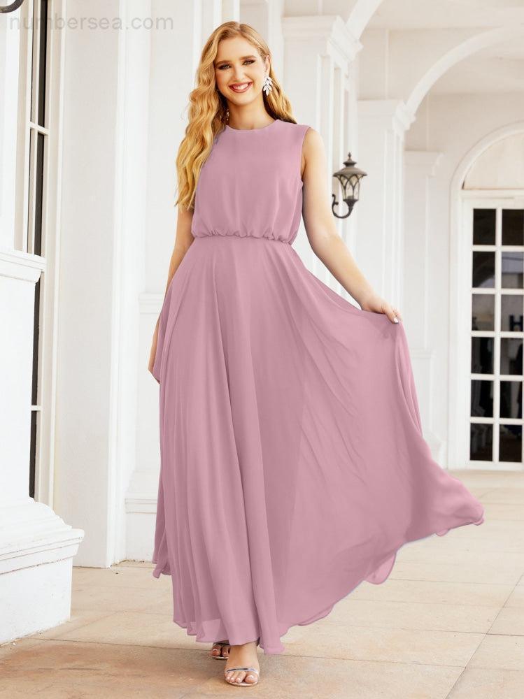 Sleeveless Long Bridesmaid Dress A line Formal Evening Prom Gown 28025